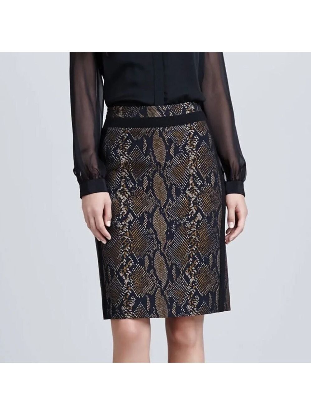 Diane von Furstenberg Panel Marta Framed Python Pencil Skirt Size 8